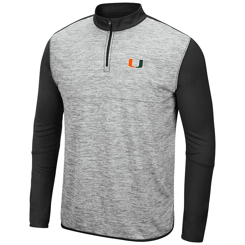 Men's Colosseum Gray/Black Miami Hurricanes Prospect Space-Dye Quarter-Zip Jacket