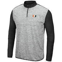 Men's Colosseum Gray/Black Miami Hurricanes Prospect Space-Dye Quarter-Zip Jacket