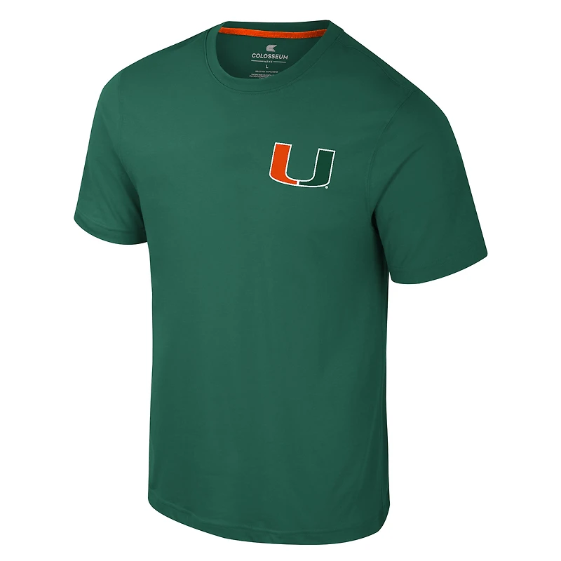 Men's Colosseum Green Miami Hurricanes Logo Lockup Active Blend T-Shirt