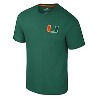 Men's Colosseum Green Miami Hurricanes Logo Lockup Active Blend T-Shirt