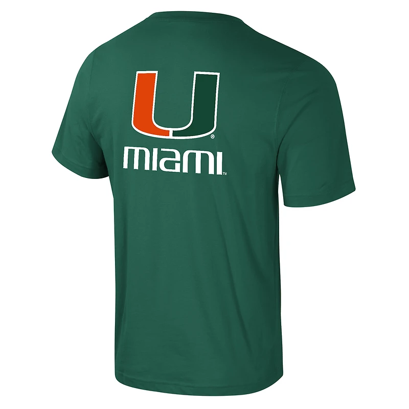 Men's Colosseum Green Miami Hurricanes Logo Lockup Active Blend T-Shirt