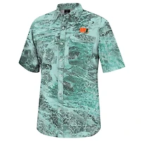 Colosseum Green Miami Hurricanes Realtree Aspect Charter Chemise de pêche à boutons complets pour homme