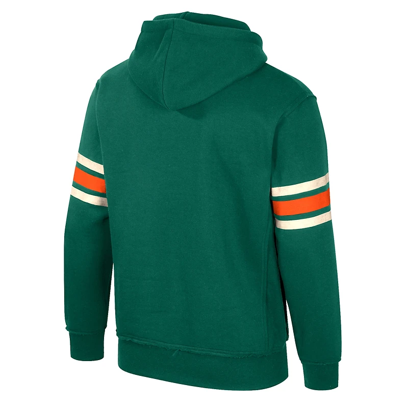 Men's Colosseum Green Miami Hurricanes Saluting Pullover Hoodie