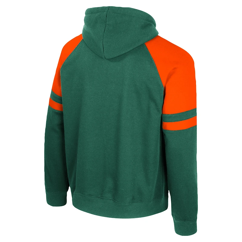 Sweat à capuche raglan Todd pour homme Colosseum Green Miami Hurricanes