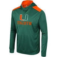 Men's Colosseum Green Miami Hurricanes Warm Up Long Sleeve Hoodie T-Shirt