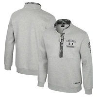 Men's Colosseum Heather Gray Miami Hurricanes OORAH OHT Military Appreciation Fleece Quarter-Zip Jacket
