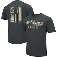 Men's Colosseum Heathered Black Miami Hurricanes OHT Military Appreciation Flag 2.0 T-Shirt