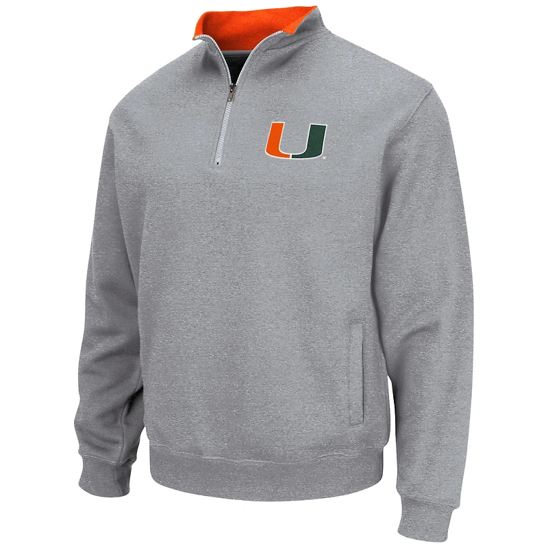 Men's Colosseum Heathered Gray Miami Hurricanes Tortugas Team Logo Quarter-Zip Jacket
