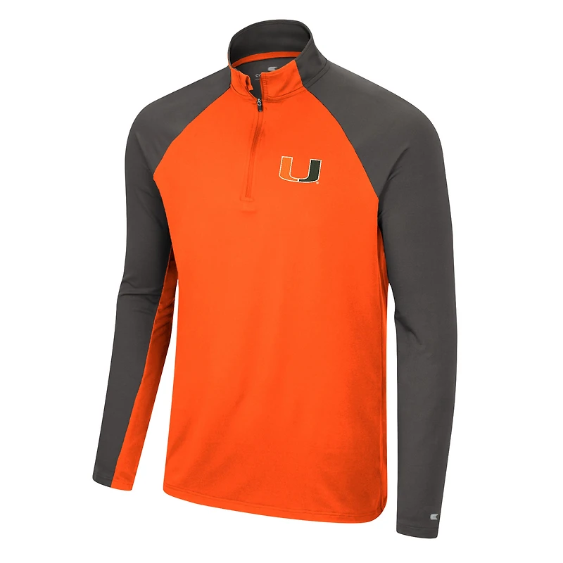 Colosseum Orange/Charcoal Miami Hurricanes Two Yutes Raglan Quarter-Zip Windshirt
