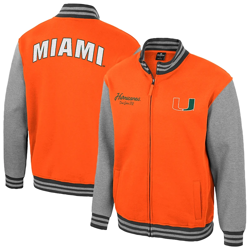 Veste universitaire zippée Ambi-Turner orange Colosseum pour homme des Miami Hurricanes