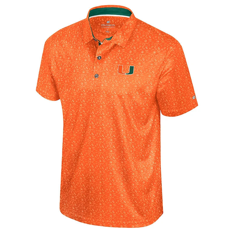 Men's Colosseum  Orange Miami Hurricanes Football Print Polo