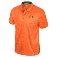 Men's Colosseum  Orange Miami Hurricanes Football Print Polo