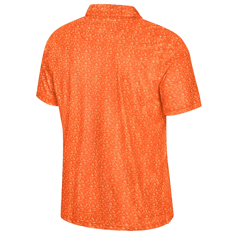 Men's Colosseum  Orange Miami Hurricanes Football Print Polo