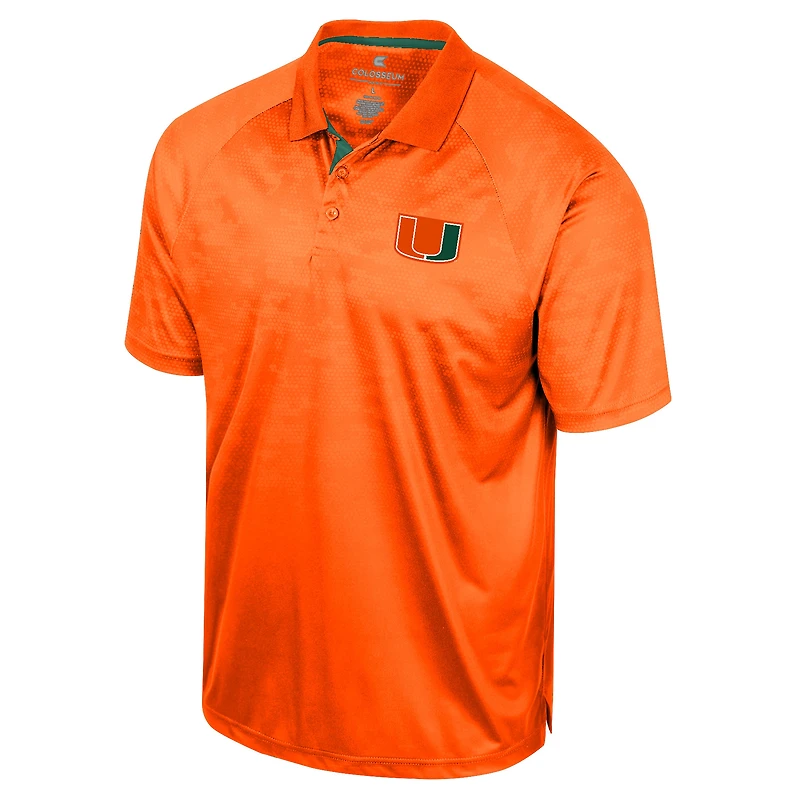 Men's Colosseum Orange Miami Hurricanes Honeycomb Raglan Polo
