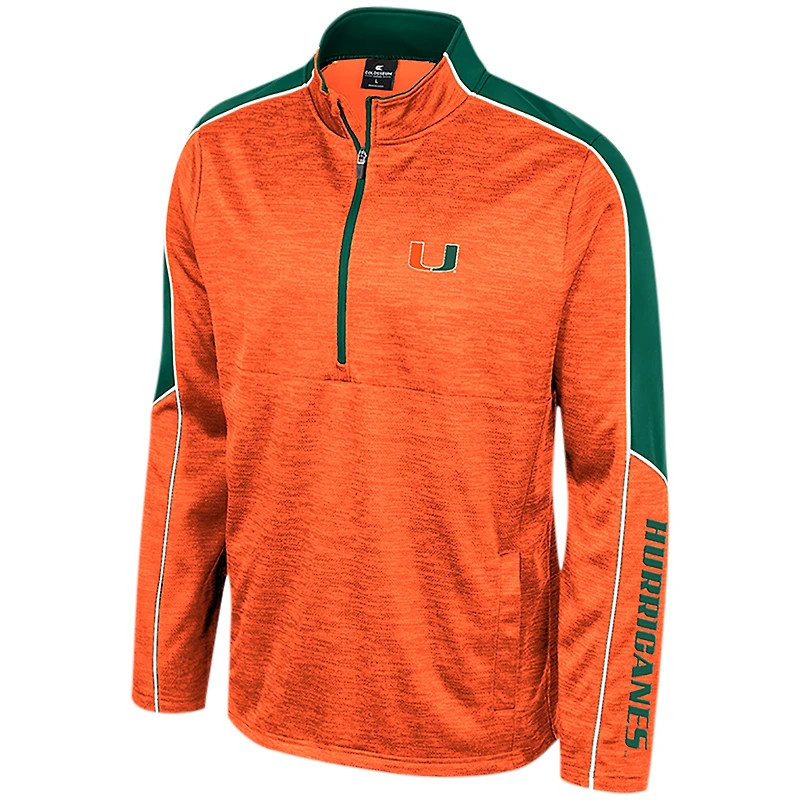 Men's Colosseum Orange Miami Hurricanes Marled Half-Zip Jacket