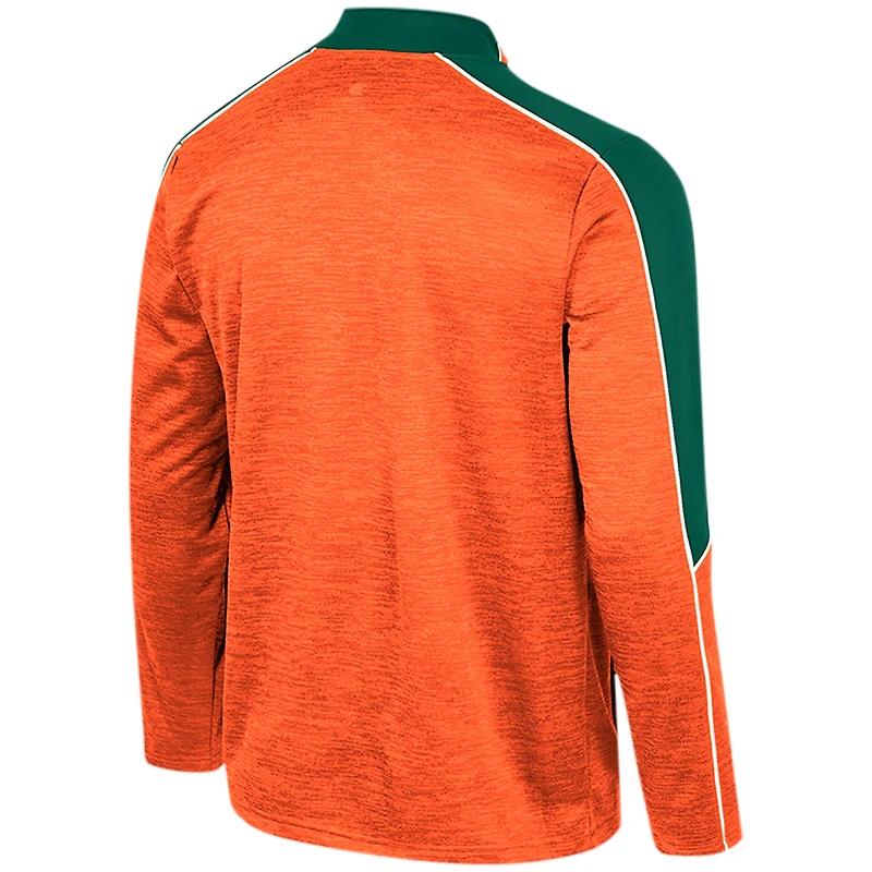 Men's Colosseum Orange Miami Hurricanes Marled Half-Zip Jacket
