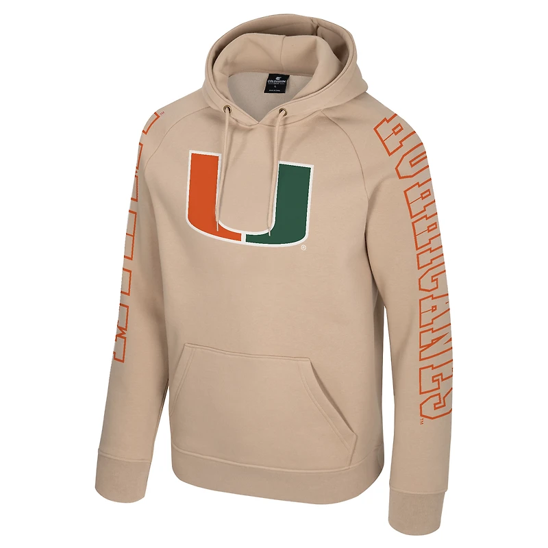 Sweat à capuche raglan Big Break pour homme Colosseum Tan des Miami Hurricanes