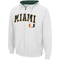 Men's Colosseum White Miami Hurricanes Arch & Logo 3.0 Full-Zip Hoodie