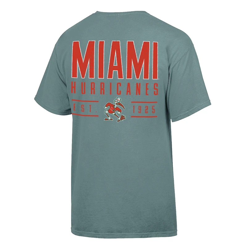 Men's ComfortWash  Green Miami Hurricanes Big Name T-Shirt