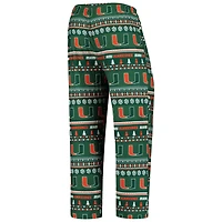 Men's Concepts Sport Green Miami Hurricanes Ugly Sweater Knit Long Sleeve Top and Pant Set