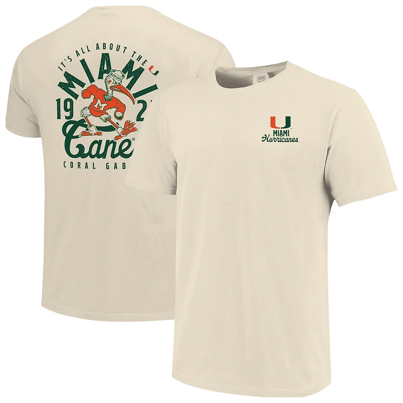 Men's Cream Miami Hurricanes Comfort Colors Mascot Overlay T-Shirt