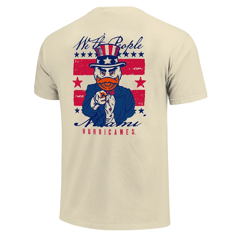 Men's  Cream Miami Hurricanes Uncle Sam Mascot T-Shirt