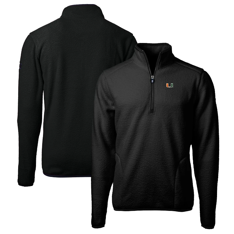Veste polaire à fermeture éclair quart de tour Cascade Eco Sherpa pour homme, noire, style coupe-vent et buck, Miami Hurricanes, grandes tailles