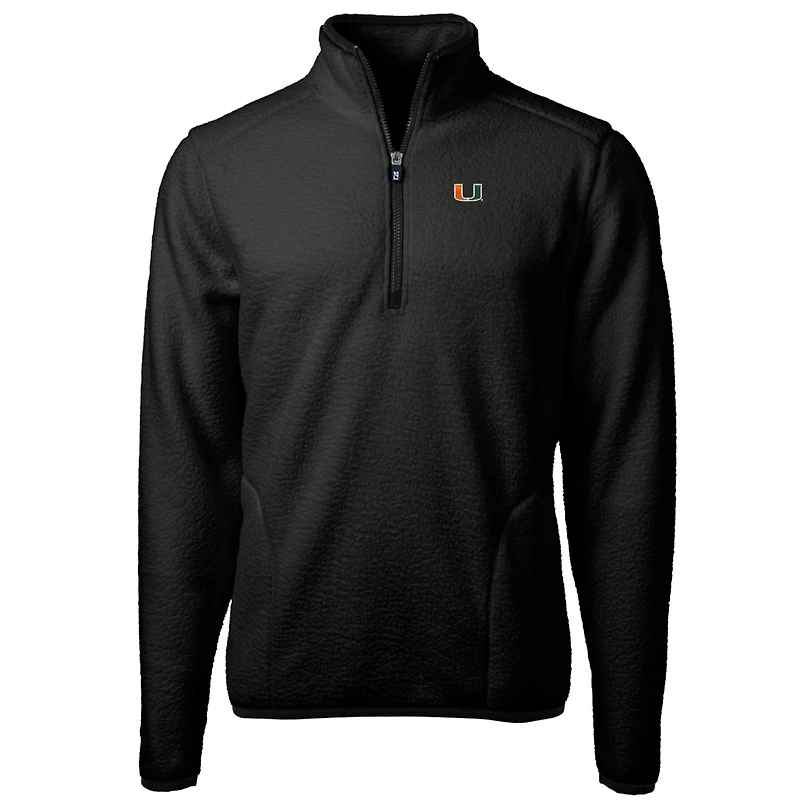 Veste polaire à fermeture éclair quart de tour Cascade Eco Sherpa pour homme, noire, style coupe-vent et buck, Miami Hurricanes, grandes tailles