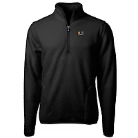 Veste polaire à fermeture éclair quart de tour Cascade Eco Sherpa pour homme, noire, style coupe-vent et buck, Miami Hurricanes, grandes tailles
