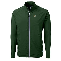 Veste zippée intégrale Cutter & Buck Green Miami Hurricanes Adapt Eco Knit Hybrid Recycled pour homme