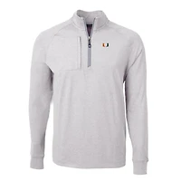 Pull-over zippé quart de tour en tricot écologique Adapt pour homme, gris chiné, des Hurricanes Miami, coupe Cutter & Buck, taille grande et