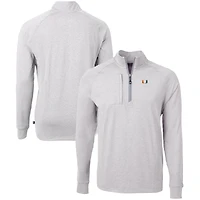Pull-over zippé quart de tour en tricot écologique Adapt pour homme, gris chiné, des Hurricanes Miami, coupe Cutter & Buck, taille grande et