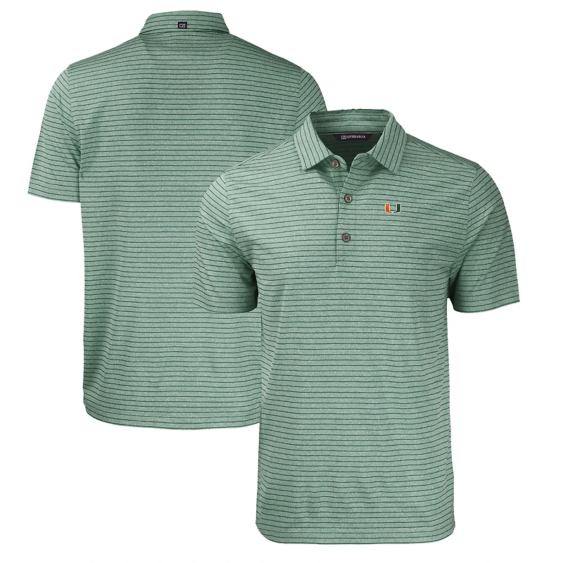 Polo Cutter & Buck pour homme, orange chiné, Miami Hurricanes Forge Eco, rayé, extensible et recyclé