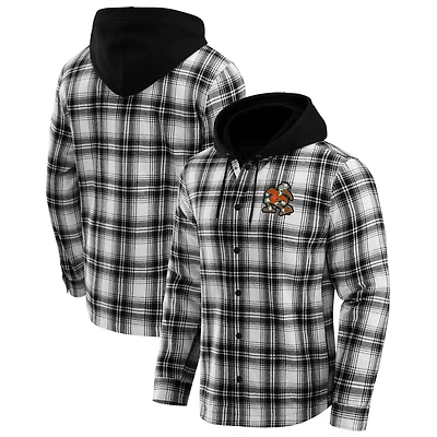 Men's Darius Rucker Collection by Fanatics  Black Miami Hurricanes Plaid Flannel Quilted Full-Snap Hooded Shacket