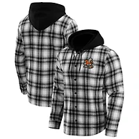 Men's Darius Rucker Collection by Fanatics  Black Miami Hurricanes Plaid Flannel Quilted Full-Snap Hooded Shacket