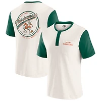 T-shirt Henley à blocs de couleurs crème/vert pour homme la collection Darius Rucker par Fanatics, Miami Hurricanes
