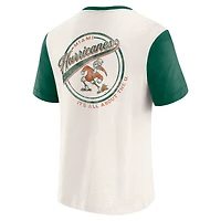T-shirt Henley à blocs de couleurs crème/vert pour homme la collection Darius Rucker par Fanatics, Miami Hurricanes
