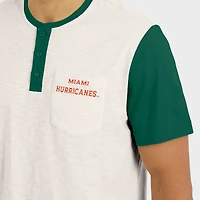 T-shirt Henley à blocs de couleurs crème/vert pour homme la collection Darius Rucker par Fanatics, Miami Hurricanes
