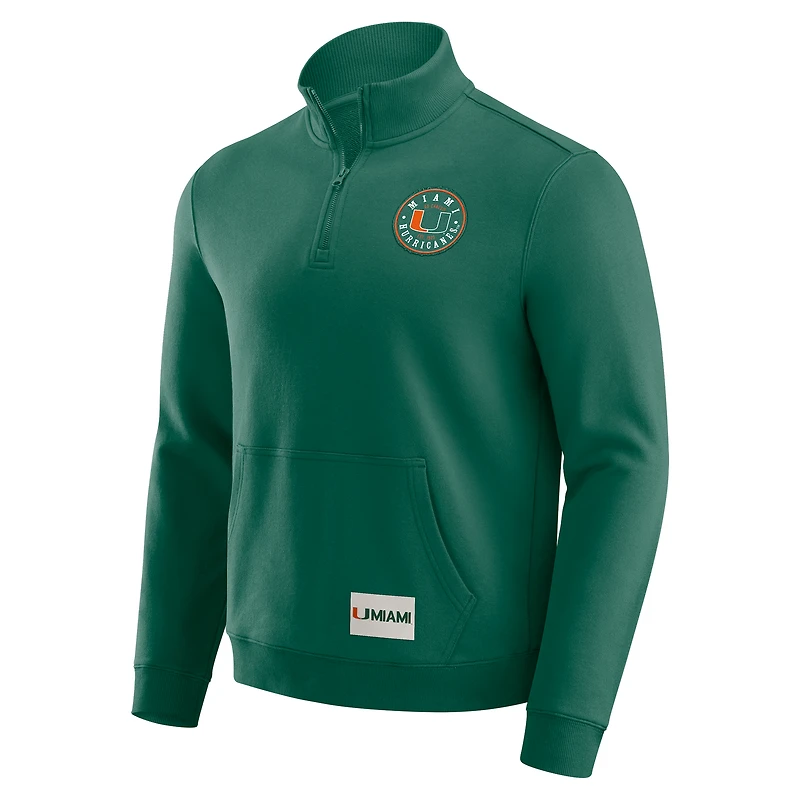 Pull zippé quart de tour pour homme Darius Rucker Collection by Fanatics, vert, des Miami Hurricanes