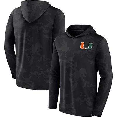 T-shirt à capuche camouflage noir Miami Hurricanes Fanatics pour hommes