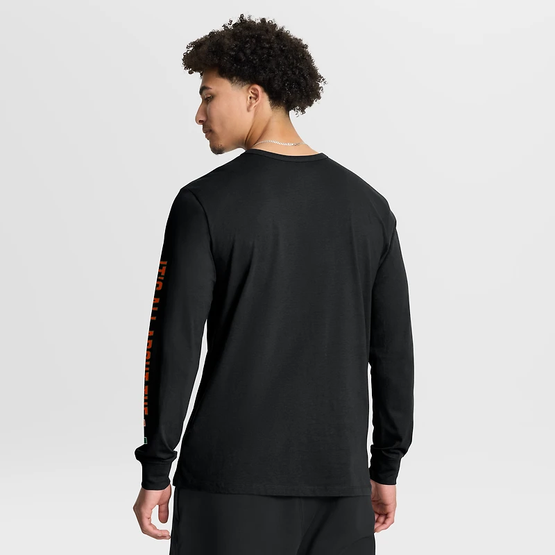 T-shirt à manches longues noir Fanatics pour homme, motif Quad Fuel The Fire des Hurricanes de Miami