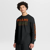 T-shirt à manches longues noir Fanatics pour homme, motif Quad Fuel The Fire des Hurricanes de Miami
