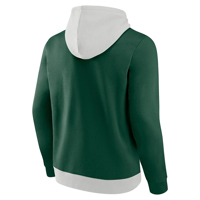 Men's Fanatics  Gray/Green Miami Hurricanes Primary Arctic Fleece Pullover Hoodie