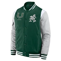 Veste à boutons-pression intégrale Fanatics pour homme, vert, Miami Hurricanes Elements Elite