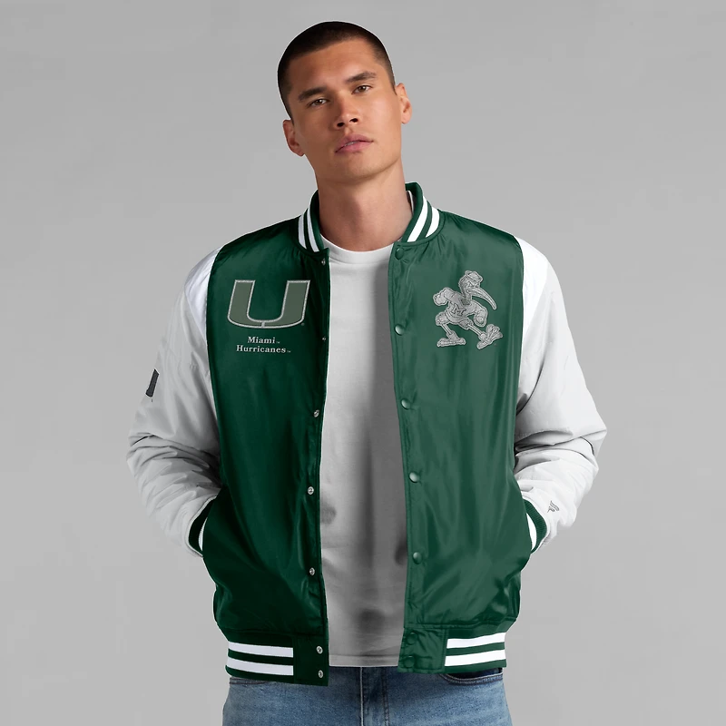 Veste à boutons-pression intégrale Fanatics pour homme, vert, Miami Hurricanes Elements Elite