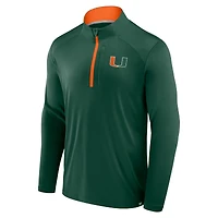 Veste zippée à quart de tour Fundamental Defender Miami Hurricanes Fanatics pour homme, verte