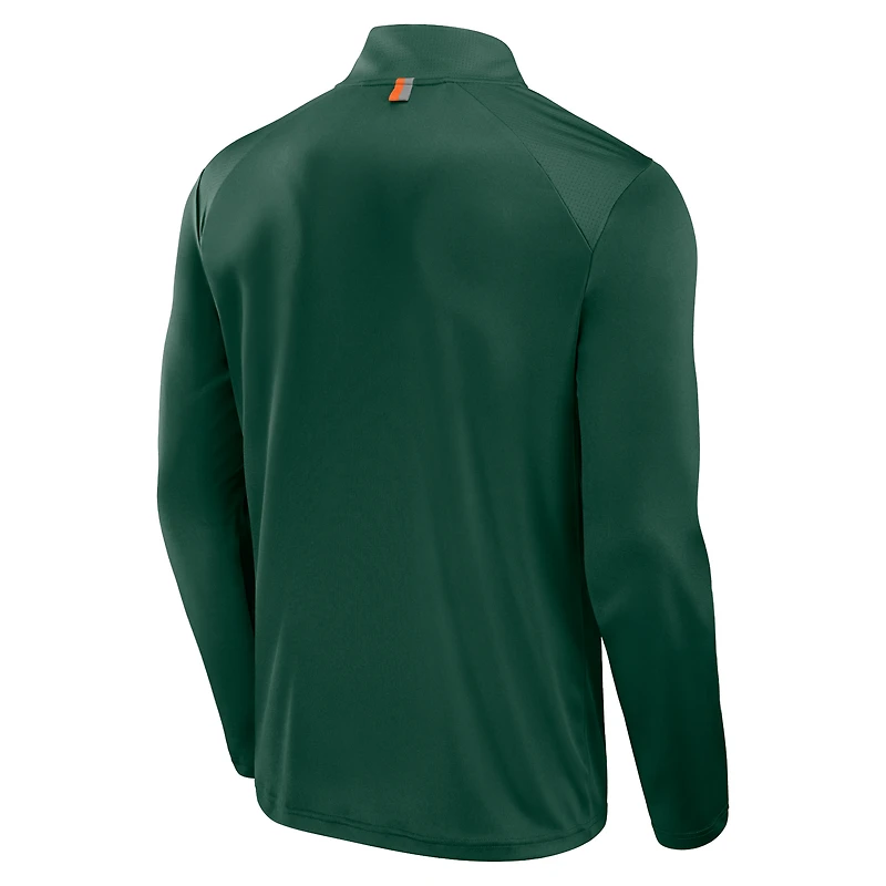 Veste zippée à quart de tour Fundamental Defender Miami Hurricanes Fanatics pour homme, verte