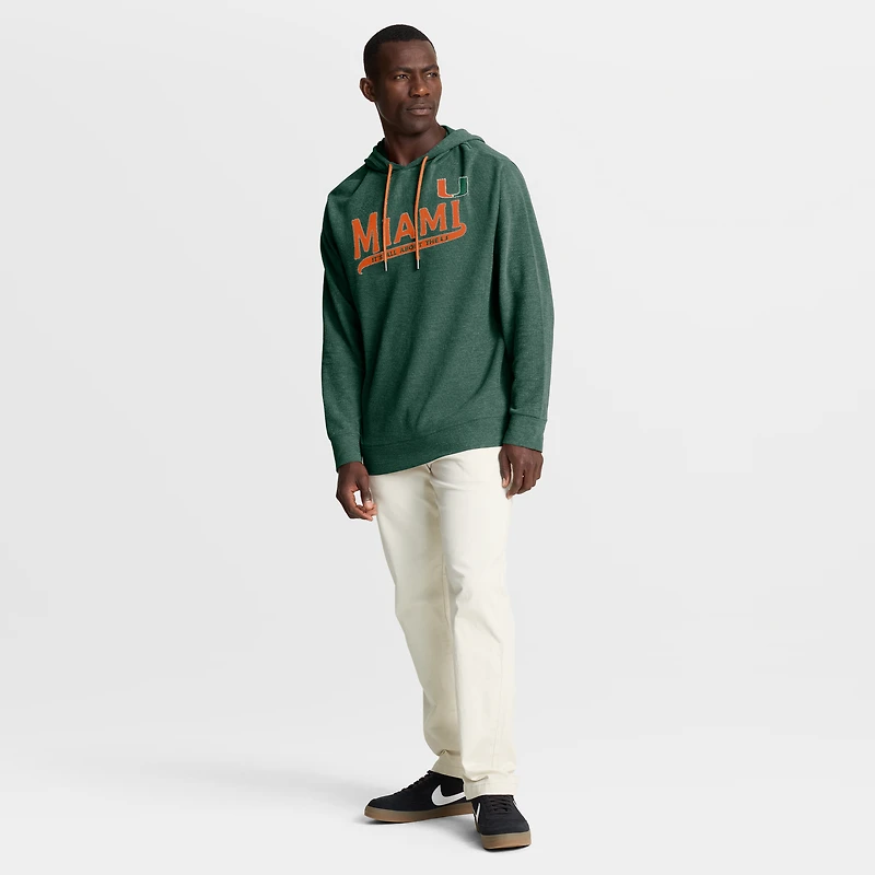 T-shirt à capuche manches longues Fanatics pour homme, vert, Miami Hurricanes, Hometown Premium Huddle Up
