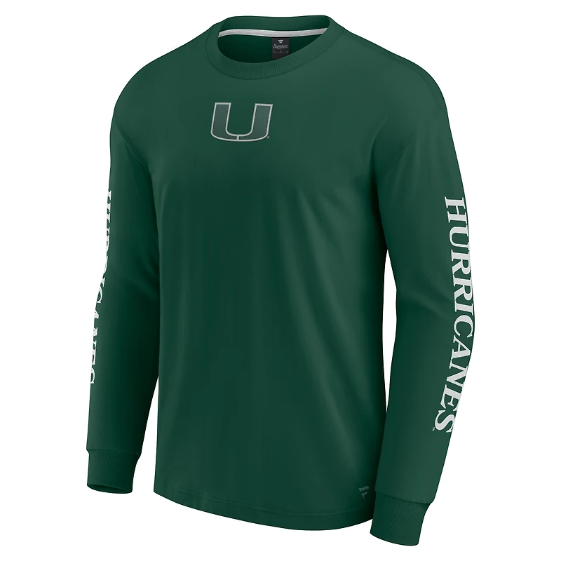 Men's Fanatics Green Miami Hurricanes Strive Long Sleeve T-Shirt