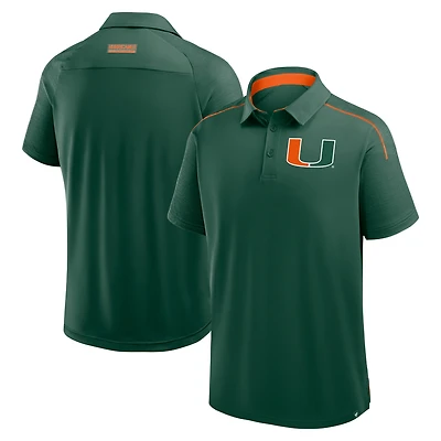 Men's Fanatics Green Miami Hurricanes Take The Lead Defender Raglan Polo